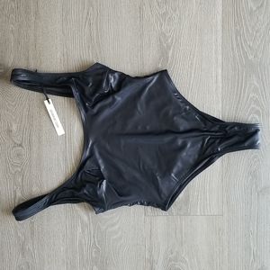 Hard Swimwear Black Wet Look Low Back One Piece Suit - L